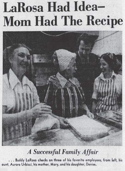 Newspaper article about history of LaRosa Pizza